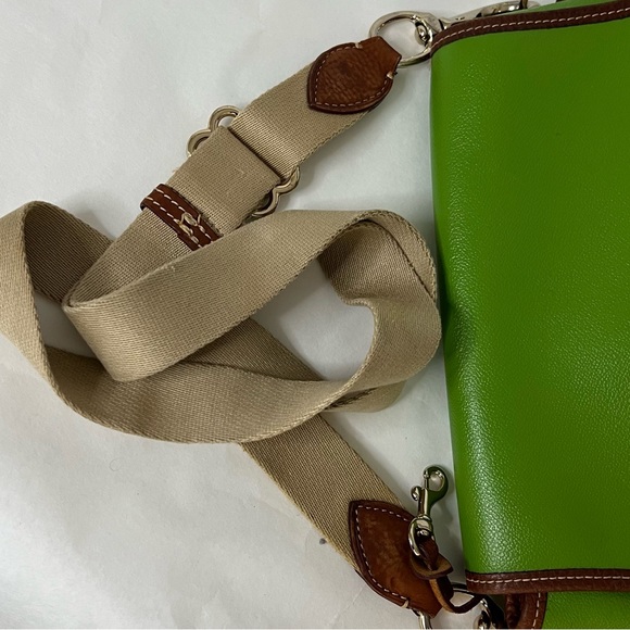 Vintage Dooney and Bourke Crossbody Saddlebag Dooney Leather Shoulder Bag Green - Picture 6 of 14